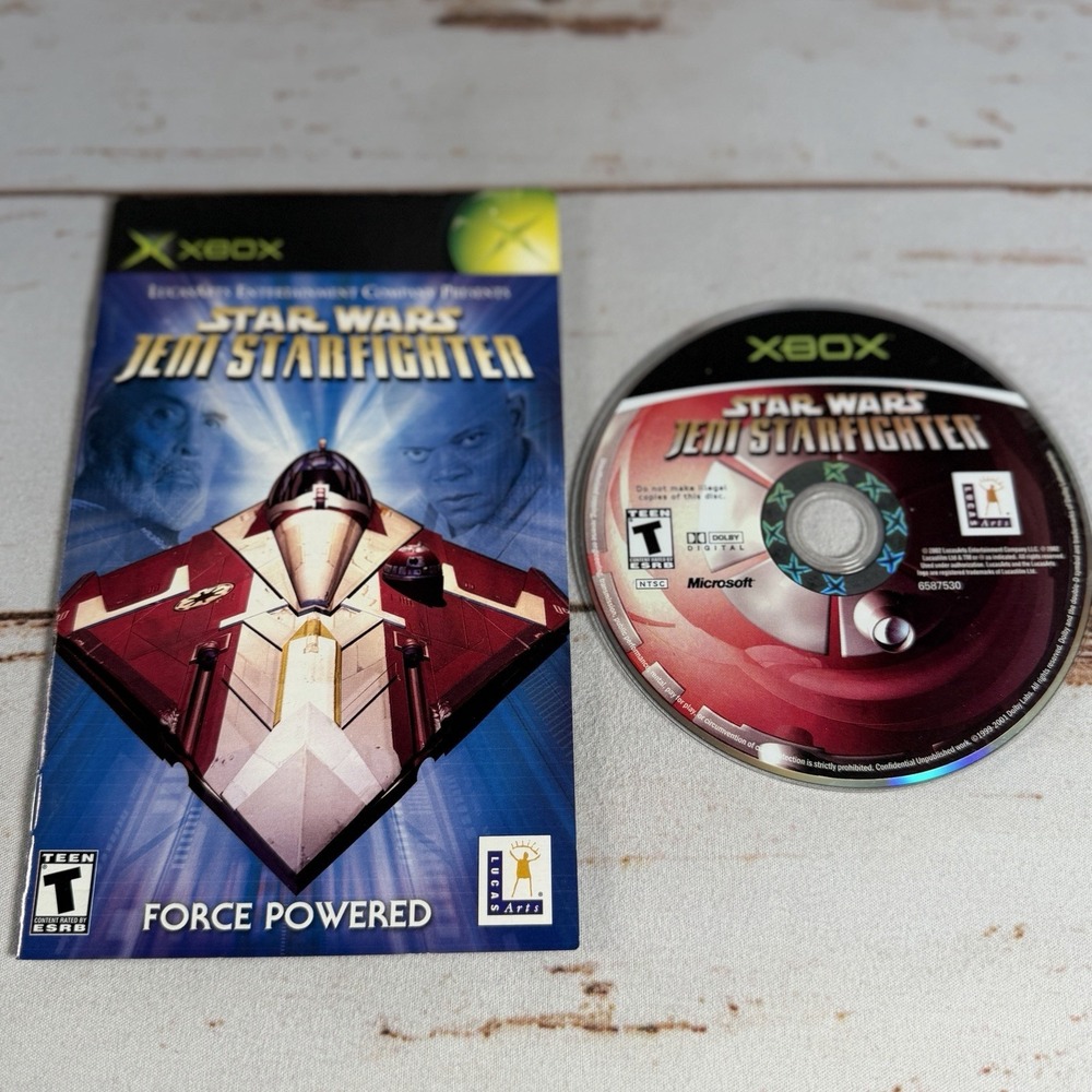 Star Wars Jedi Starfighter Microsoft Xbox Game Disc and Manual